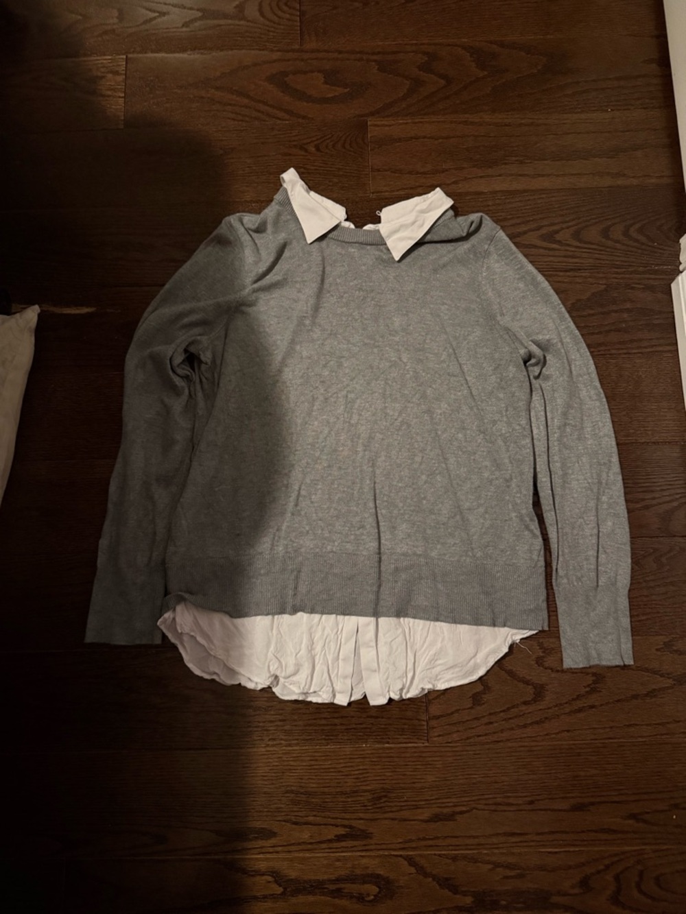 Gray Sweater Top with White Collar